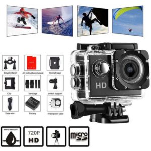 720P Action Camera Ultra HD Underwater Outdoor Mini Sport Camera Waterproof Cam Screen Color Water Resistant Video Surveillance