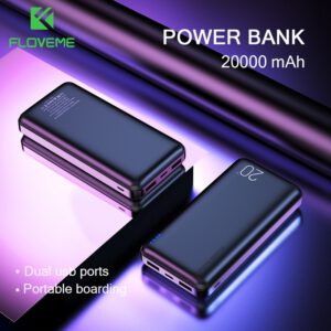 FLOVEME Power Bank 20000mAh Portable Charging Poverbank Mobile Phone External Battery Charger Powerbank 20000 mAh for Xiaomi Mi