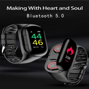 Sport Watch 0.96" M1 AI Smart Watch with Bluetooth Earphone Heart Rate Monitor Smart Wristband Long Time Standby Wireless Earbud