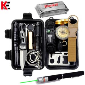 Survival Kit Outdoor Portable Emergency Tourism Equipment Camping Survival Tools Military Travel Kit Whistle,Rescue Tactical Pen