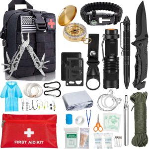 EDC Survival Kit Gear Tool Kit 47 IN 1 Emergency SOS Survival Tools Emergency Blanket Tactical Pen Flashlight Pliers Wire Saw