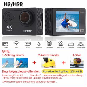 Original EKEN H9 / H9R Action Camera Ultra HD 4K / 30fps WiFi 2.0" 170D Underwater Waterproof Cam Helmet Vedio go Sport pro Came